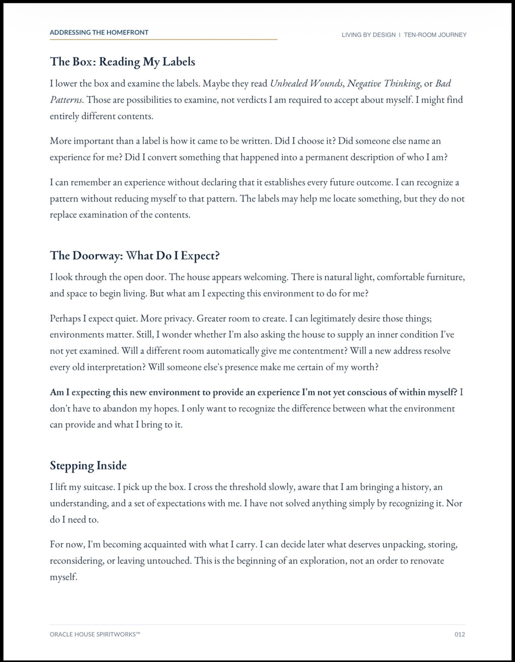 ADDRESSING THE HOME FRONT: Living by Design
