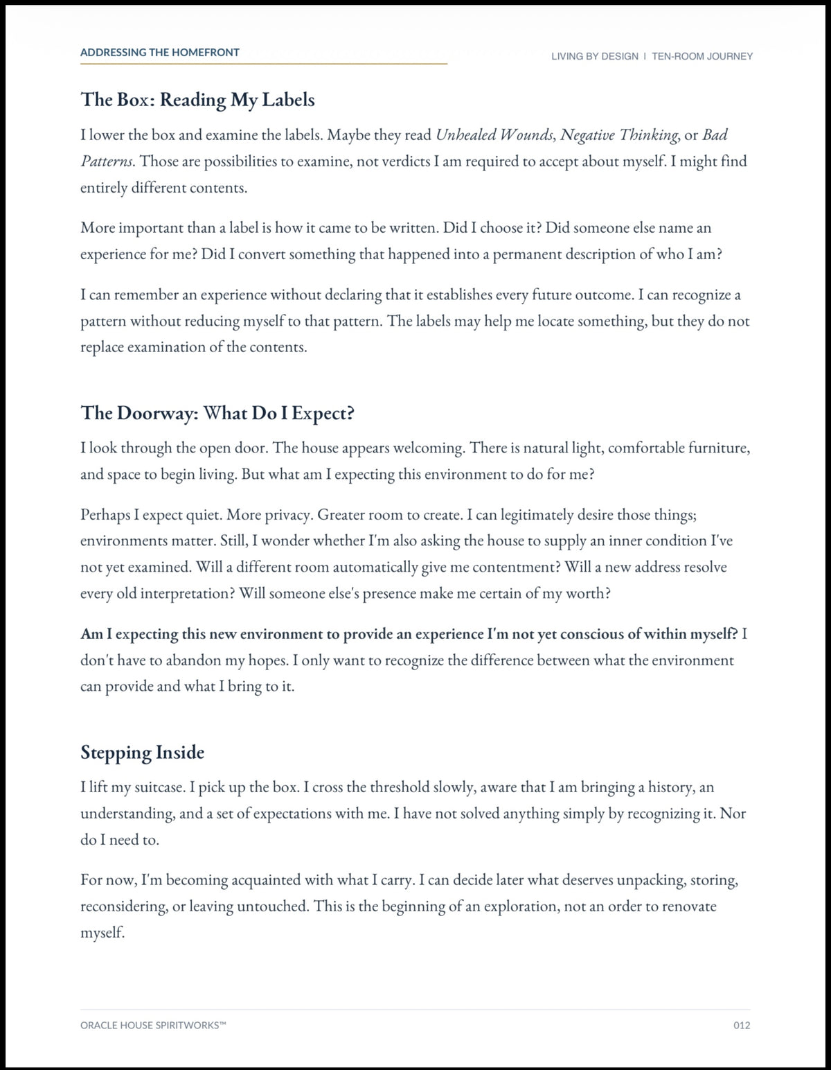 ADDRESSING THE HOME FRONT: Living by Design
